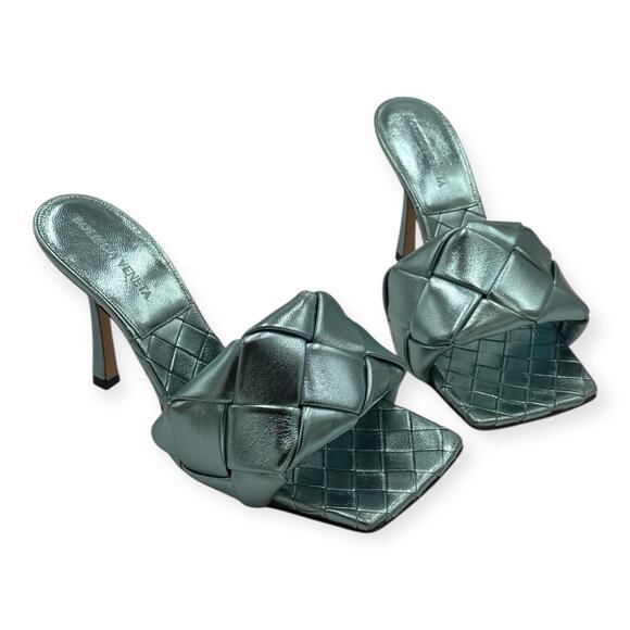 BOTTEGA VENETA Shoes - Womens Teal Lido Icy Moon Slip On Leather Sandal 37